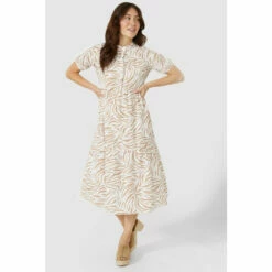 Mantaray Zebra Tiered Midi Dress For Female -Cheap Mantaray Store unnamed file 1056