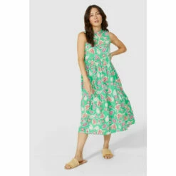 Mantaray V Neck Floral Printed Midi Dress For Female