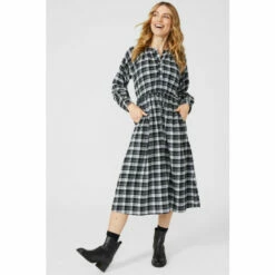 Mantaray Tie Waist Check Midi Dress For Female