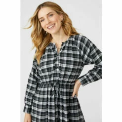 Mantaray Tie Waist Check Midi Dress For Female -Cheap Mantaray Store unnamed file 1067
