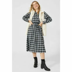 Mantaray Tie Waist Check Midi Dress For Female -Cheap Mantaray Store unnamed file 1069