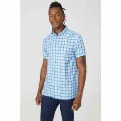 Mantaray Seablue Check Shirt For Male