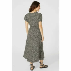 Mantaray Puff Sleeve V Neck Tea Dress For Female -Cheap Mantaray Store unnamed file 1115