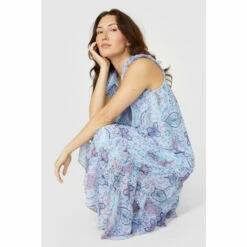 Mantaray Sleeveless Frill Yoke Motif Print Dress For Female -Cheap Mantaray Store unnamed file 1122