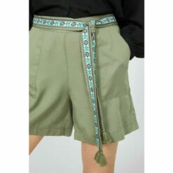 Mantaray Embroidered Belt Paperbag Tencel Short For Female -Cheap Mantaray Store unnamed file 1126