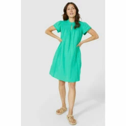 Mantaray Smock Yoke Double Cloth Notch Neck Dress For Female