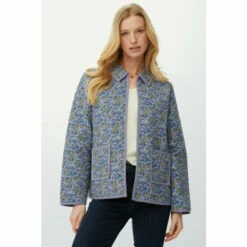 Mantaray Watercolour Floral Collar Quilted Jacket For Female