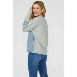 Mantaray Contrast Sleeve Button Through V Neck Jumper For Female -Cheap Mantaray Store unnamed file 1252