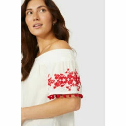 Mantaray Embroidered Trim Scoop Neck Top For Female -Cheap Mantaray Store unnamed file 1361