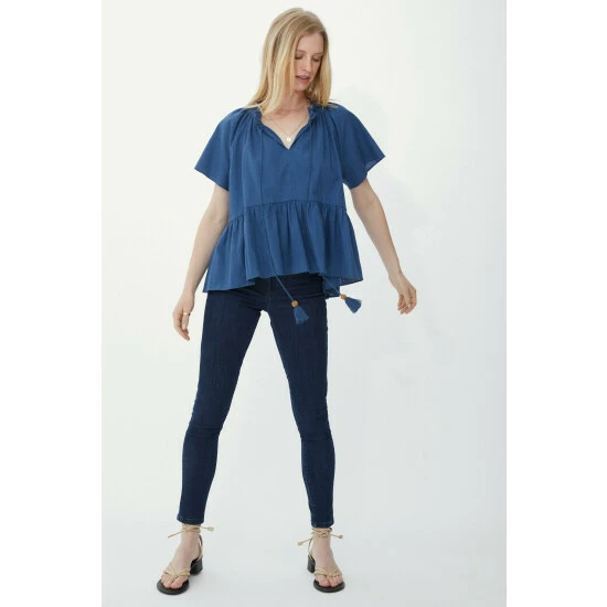 Mantaray Tassle Tie Frill Hem Top For Female 2 Mantaray Tassle Tie Frill Hem Top For Female - Image 2