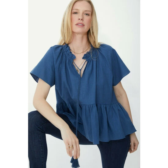 Mantaray Tassle Tie Frill Hem Top For Female 5 Mantaray Tassle Tie Frill Hem Top For Female - Image 5