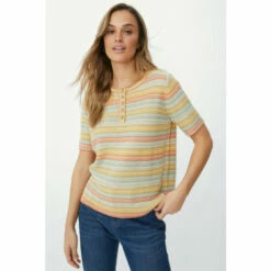 Mantaray Short Sleeve Multi Stripe Jumper For Female -Cheap Mantaray Store unnamed file 14