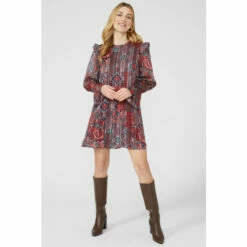 Mantaray Frill Shoulder Tile Print Tunic Dress For Female -Cheap Mantaray Store unnamed file 1427