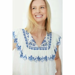 Mantaray Sleeveless Embroidered Yoke Frill Detail Top For Female -Cheap Mantaray Store unnamed file 1489