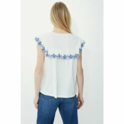 Mantaray Sleeveless Embroidered Yoke Frill Detail Top For Female -Cheap Mantaray Store unnamed file 1490