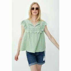 Mantaray Sleeveless Embroidered Yoke Frill Detail Top For Female -Cheap Mantaray Store unnamed file 1493