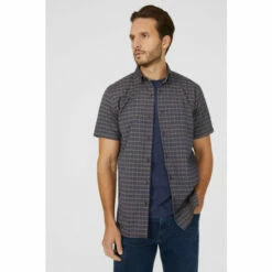 Mantaray Short Sleeve Textured Grid Check Shirt For Male -Cheap Mantaray Store unnamed file 1511
