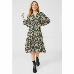 Mantaray Floral Printed Frill Detail Midi Dress For Female -Cheap Mantaray Store unnamed file 1535