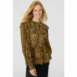 Mantaray Shirred Animal Print Blouse For Female