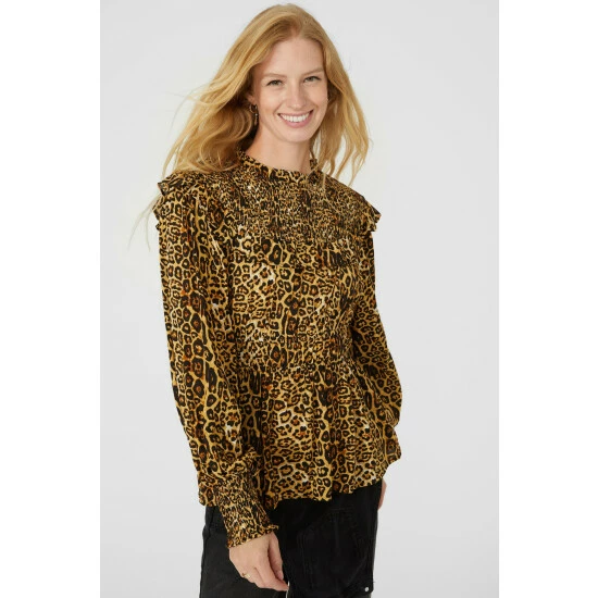 Mantaray Shirred Animal Print Blouse For Female 1 Mantaray Shirred Animal Print Blouse For Female