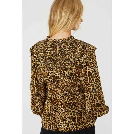 Mantaray Shirred Animal Print Blouse For Female 4 Mantaray Shirred Animal Print Blouse For Female - Image 4