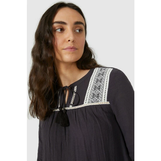 Mantaray Long Sleeve Embroidered Schiffley Top For Female 2 Mantaray Long Sleeve Embroidered Schiffley Top For Female - Image 2