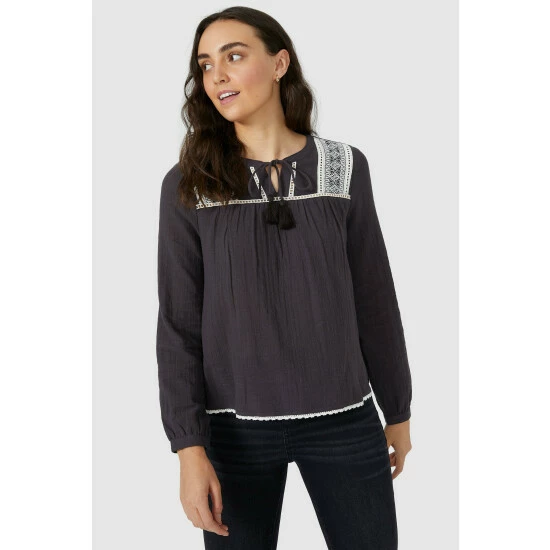 Mantaray Long Sleeve Embroidered Schiffley Top For Female 6 Mantaray Long Sleeve Embroidered Schiffley Top For Female - Image 6