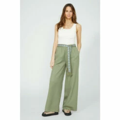 Mantaray Embroidered Belt Paperbag Tencel Trouser For Female