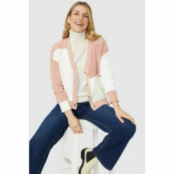 Mantaray Patchwork Cable Cotton V Neck Cardigan For Female -Cheap Mantaray Store unnamed file 1603