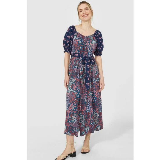Mantaray Puff Sleeve Floral Mix & Match Maxi Dress For Female 6 Mantaray Puff Sleeve Floral Mix & Match Maxi Dress For Female - Image 6