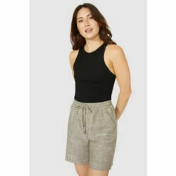 Mantaray Tie Waist Chambray Linen Blend Short For Female -Cheap Mantaray Store unnamed file 1676