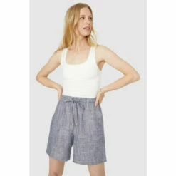 Mantaray Tie Waist Chambray Linen Blend Short For Female -Cheap Mantaray Store unnamed file 1677
