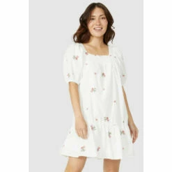 Mantaray Floral Embroidered Smock Dress For Female
