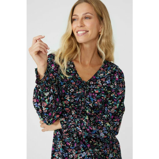 Mantaray Ditsy Print Ruched Detail Blouse For Female 3 Mantaray Ditsy Print Ruched Detail Blouse For Female - Image 3