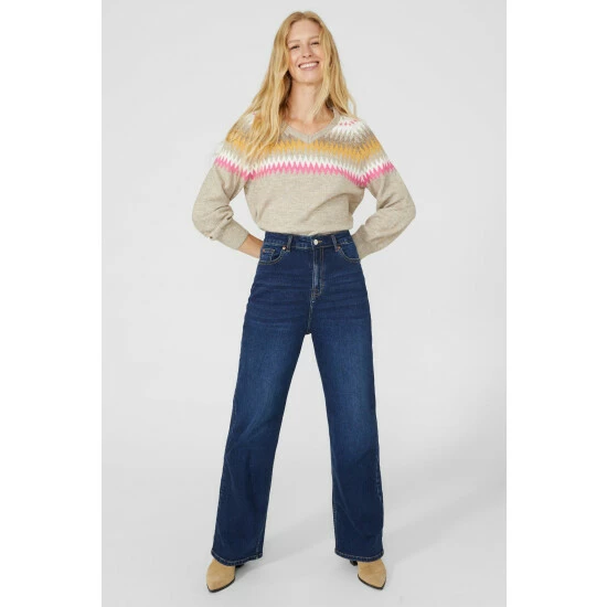 Mantaray Zig Zag Fair Isle V Neck Jumper For Female 2 Mantaray Zig Zag Fair Isle V Neck Jumper For Female - Image 2