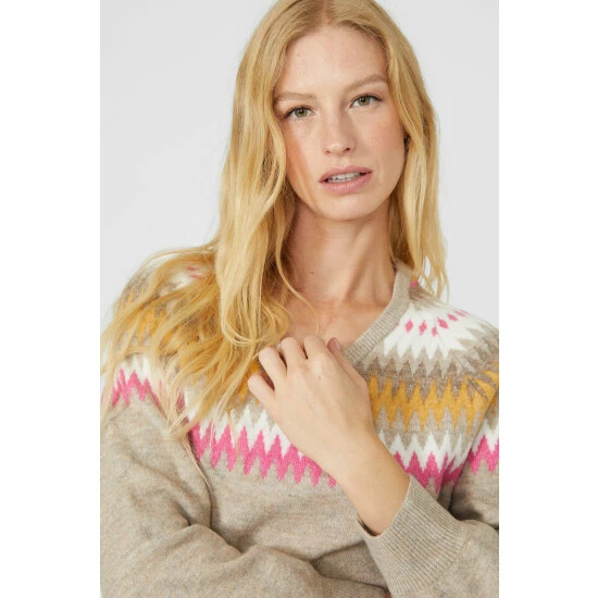 Mantaray Zig Zag Fair Isle V Neck Jumper For Female 3 Mantaray Zig Zag Fair Isle V Neck Jumper For Female - Image 3
