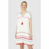 Mantaray Tassle Tie Embroidered Crepe Kaftan Dress For Female