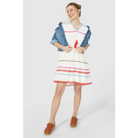 Mantaray Tassle Tie Embroidered Crepe Kaftan Dress For Female 5 Mantaray Tassle Tie Embroidered Crepe Kaftan Dress For Female - Image 5