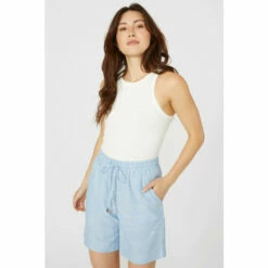 Mantaray Tie Waist Chambray Linen Mix Short For Female