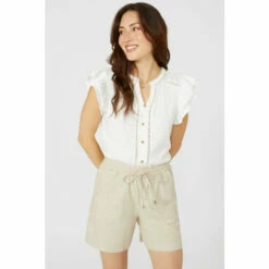 Mantaray Tie Waist Chambray Linen Mix Short For Female -Cheap Mantaray Store unnamed file 1878