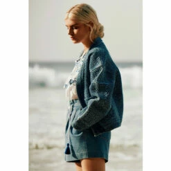 Mantaray All Over Embroidered Chambray Jacket For Female