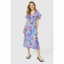 Mantaray Paisley Printed V Neck Midi Dress For Female