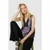 Mantaray Lace Trim Metallic Scarf Mix & Match Top For Female