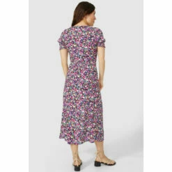 Mantaray Floral Print V Neck Puff Sleeve Midi Dress For Female -Cheap Mantaray Store unnamed file 2107