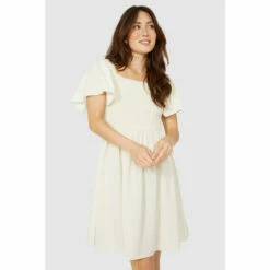 Mantaray Shirred Placket Linen Mix Dress For Female