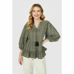 Mantaray Ruffle Detail Ditsy Print Square Neck Top For Female -Cheap Mantaray Store unnamed file 2210