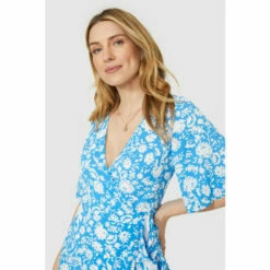 Mantaray Floral Print Wrap Front Angel Sleeve Dress For Female -Cheap Mantaray Store unnamed file 2225