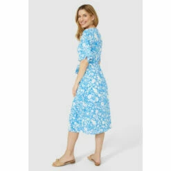 Mantaray Floral Print Wrap Front Angel Sleeve Dress For Female -Cheap Mantaray Store unnamed file 2226