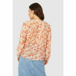 Mantaray Long Sleeve Notch Neck Pleat Front Top For Female -Cheap Mantaray Store unnamed file 2237