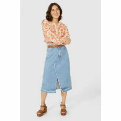 Mantaray Long Sleeve Notch Neck Pleat Front Top For Female -Cheap Mantaray Store unnamed file 2238